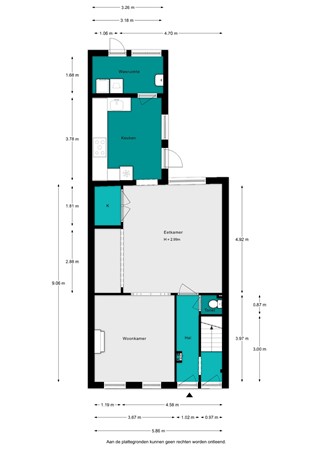 Plattegrond - Tweede Markstraat 12, 4811 PC Breda - Tweede Markstraat 12 - Begane grond - 2D.jpg